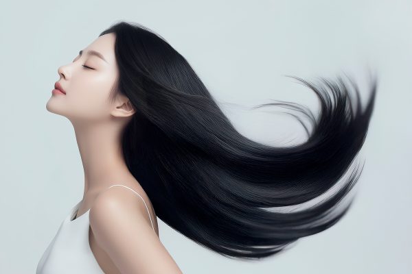 https://s.mj.run/M11ZgBJqjdE A photo of an Korean woman looking at the camera with long, smooth, and shiny black hair that is well-hydrated and has high, voluminous scalp, blowing in the wind against a white background. She is facing sideways, wearing a white dress, with her eyes closed and natural skin. The image should be a full-body shot, with a large frame that includes all of her hair without any cropping. Her hair does not cover more than half of ears. --ar 1:1 --profile 1zuzl4p --v 6.1 Job ID: aa1e1e67-60a4-4783-9041-2d19383591a7
